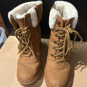 Torrid Tan Lace-Up Heeled Boots